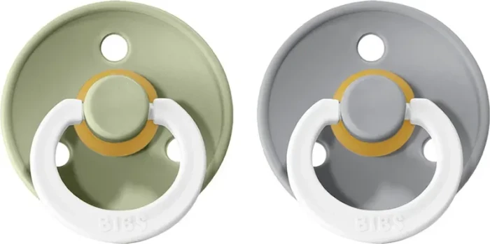 Bibs Colour Glow Schnuller rund, 0-6M, Latex, sage/cloud, 2 Stück (110267)