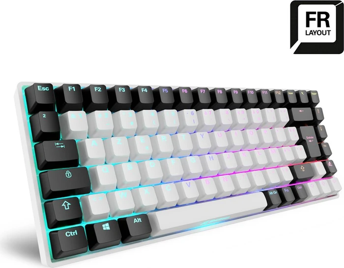 Sharkoon Skiller SGK50 S3 White, schwarz/weiß, LEDs RGB, hot-swap, Gateron YELLOW, USB, FR