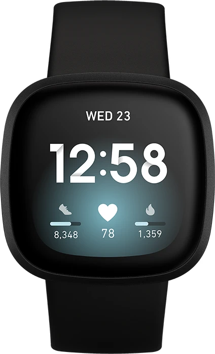 Fitbit Versa 3 Aktivitäts-Tracker black/black aluminium
