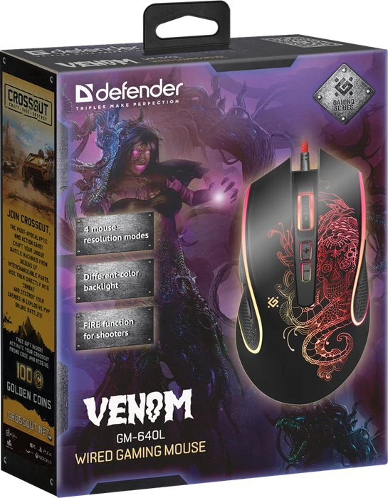Defender Venom GM-640L RGB Gaming Mouse schwarz, USB