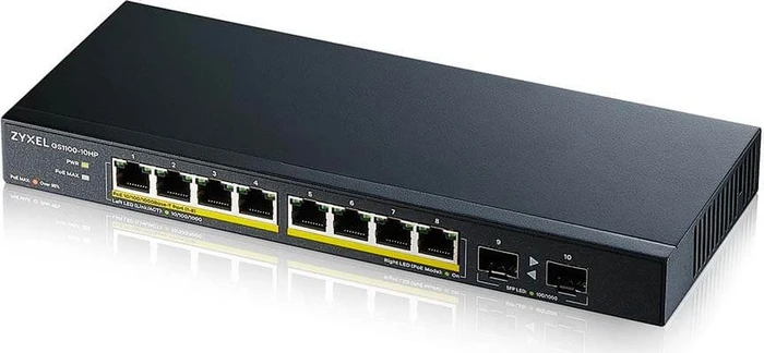 Zyxel GS1100 Desktop Gigabit Switch, 8x RJ-45, 2x SFP, 130W PoE+