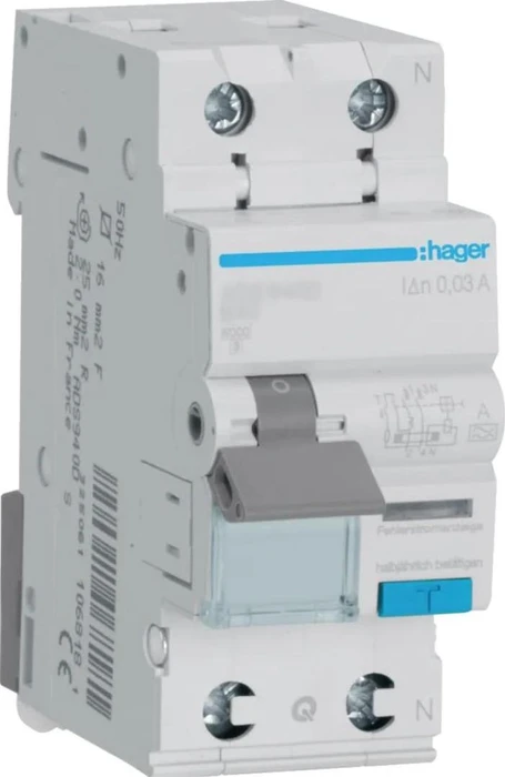 Hager Fehlerstrom-Leitungsschutzschalter 1P+N 6kA B-32A 30mA Typ A QuickConnect