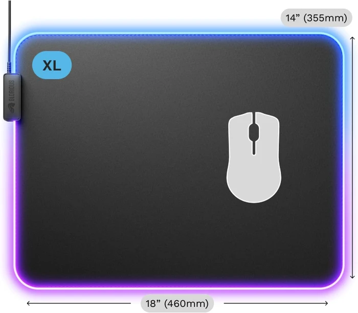 Glorious GMP 2 GLED RGB Gaming Mauspad XL, 465x355mm, schwarz