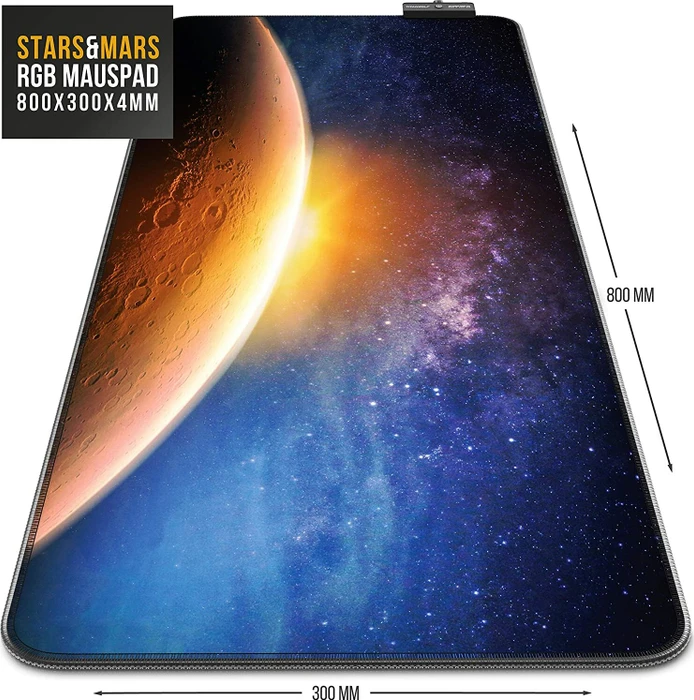 Titanwolf Stars & Mars RGB XXL Gaming-Mauspad, 800x300mm, schwarz/blau/gelb