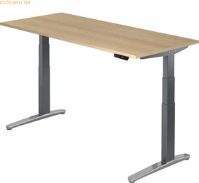 Hammerbacher Ergonomic Aktiv XBHM19 elektrisch höhenverstellbarer Sitz-Steh-Schreibtisch 180x80cm Eiche/graphit