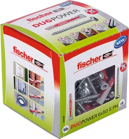 fischer DuoPower 6x50 S PH Schrauben/Dübel-Sortiment,   50 Stück