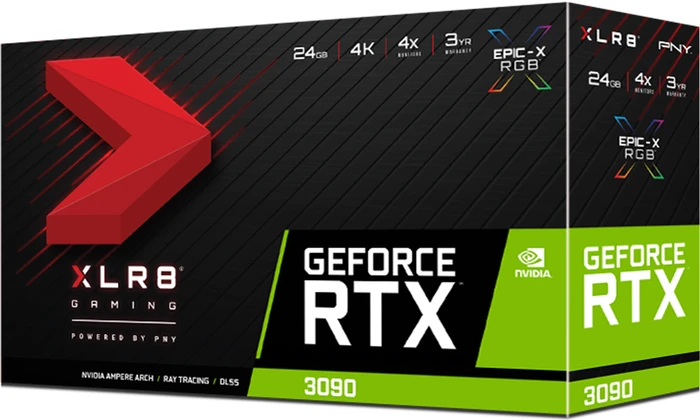PNY GeForce RTX 3090 XLR8 Gaming Revel Epic-X RGB Triple Fan, 24GB GDDR6X, HDMI, 3x DP