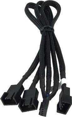 Phobya 4-Pin auf 3x 4-Pin Verteiler, sleeved, 30cm, schwarz