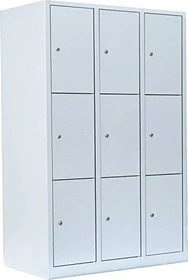 Lüllmann ClassiX XL Fächerschrank, 9 Fächer, grau/grau, Spind