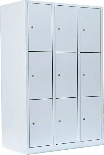 Lüllmann ClassiX XL Fächerschrank, 9 Fächer, grau/grau, Spind