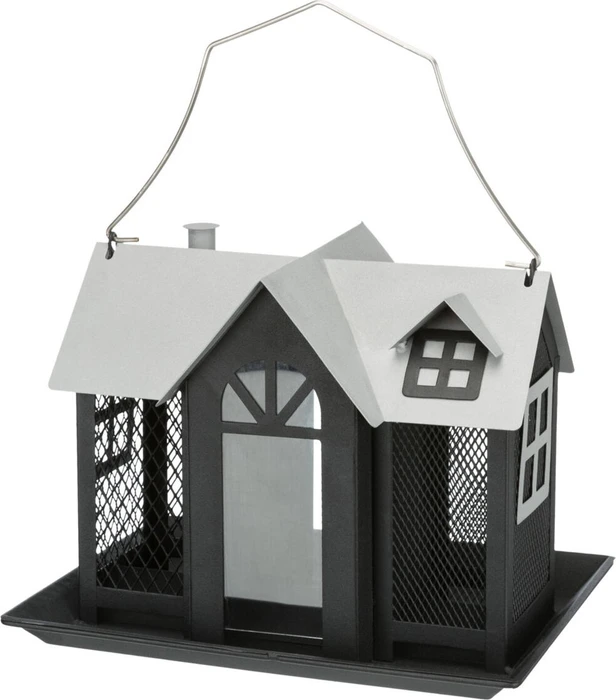Trixie Vogelfutterhaus Villa mit 3 Kammern, schwarz/weiß