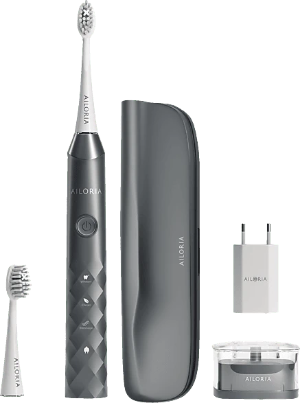 Ailoria Shine Bright grau + 2 Aufsteckbürsten + Etui + USB-Netzteil