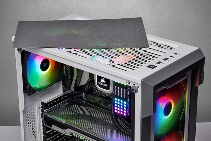 Corsair iCue 220T RGB Airflow, weiß, Glasfenster