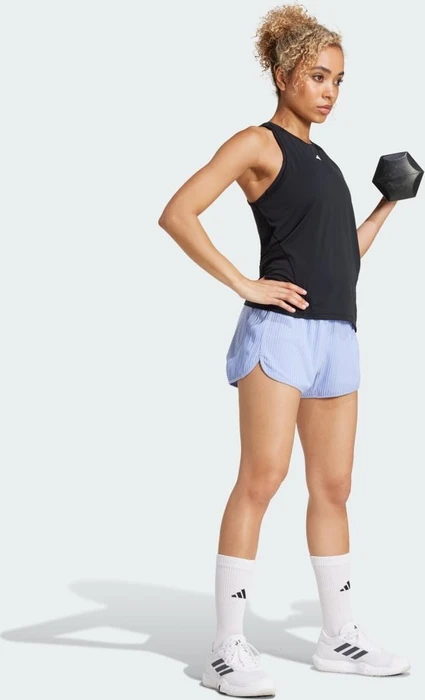 adidas Pacer All Gym Seasonal Rib High-Rise Tonal 3-Streifen Shorts blue spark (Damen)