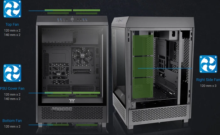 Thermaltake The Tower 500, schwarz, Glasfenster