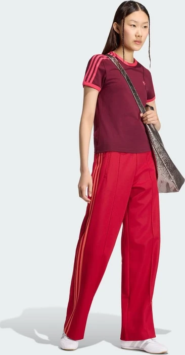 adidas 3-Streifen Slim T-Shirt kurzarm maroon/power pink (Damen)