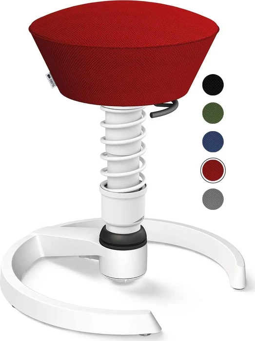 Aeris Swopper Air New Edition Bürohocker mit Gleitern, Feder Standard, Gestell Alu weiß, Bezug Mesh-Gewebe rot