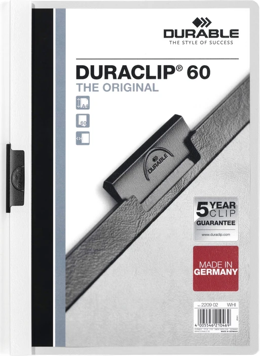 Durable Duraclip 60 Klemmmappe, A4, weiß/transparent