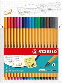 STABILO point 88 sortiert, 18er-Set, Kunststoffetui