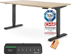 Ergotopia Desktopia Pro X elektrisch höhenverstellbarer Sitz-Steh-Schreibtisch 120x80cm Ahorn/schwarz