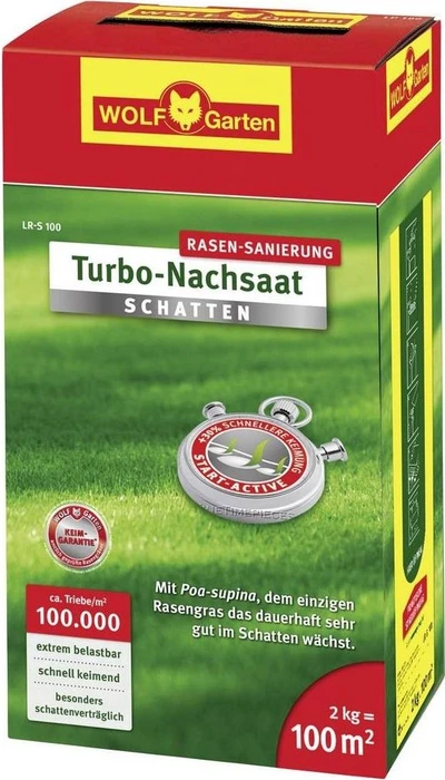 Wolf-Garten LR-S100 Turbo-Nachsaat Rasensaat Schatten, 2kg