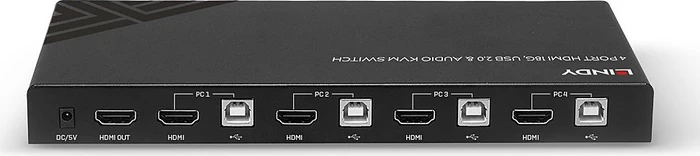Lindy USB 2.0, HDMI 4K@60Hz, 4-fach KVM-Switch