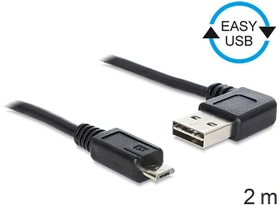 DeLOCK EASY-USB 2.0 Kabel, USB-A 90° horizontal gewinkelt [Stecker] auf Micro-B [Stecker], 2m (83383)
