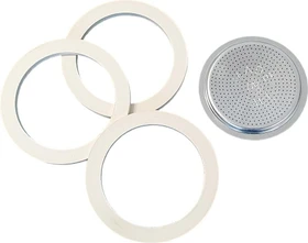 Bialetti 3 Gummidichtung + 1 Filter für 9 Tassen Aluminium