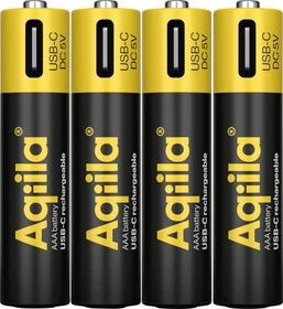 Aqiila Rechargeable Micro AAA Li-Ion USB-C 600mAh, 4er-Pack
