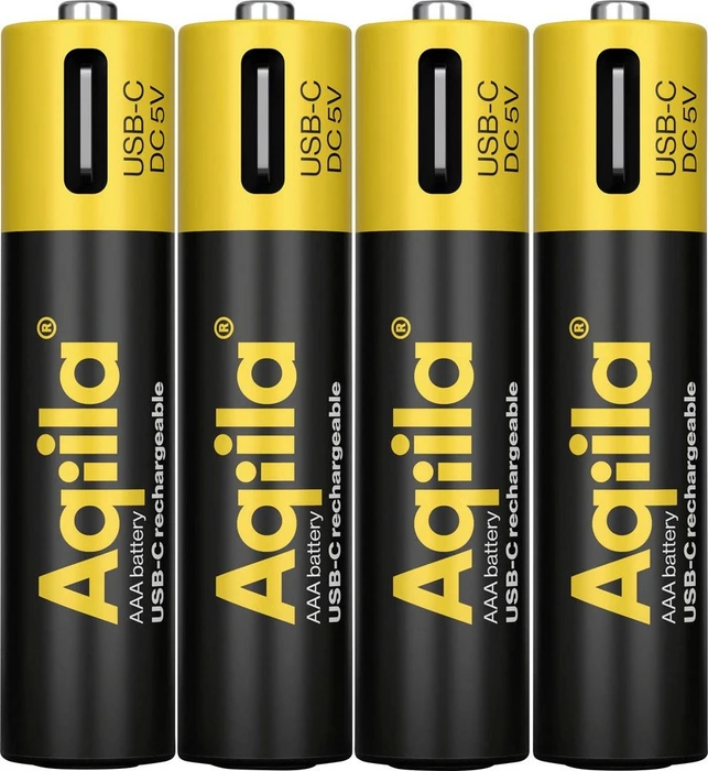 Aqiila Rechargeable Micro AAA Li-Ion USB-C 600mAh, 4er-Pack