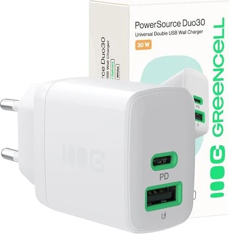 Green Cell PowerSource Duo30 Ladegerät 30W weiß