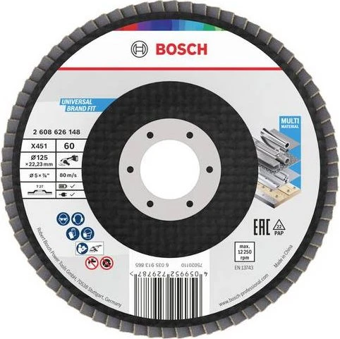 Bosch Professional X451 Fächerschleifscheibe T29 K60, 115x22.23mm, 1 Stück