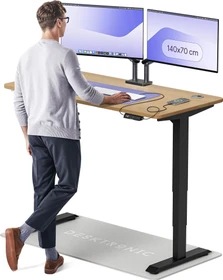 Desktronic HomePro Sitz-Steh-Schreibtisch 140x70cm Eiche massiv/schwarz