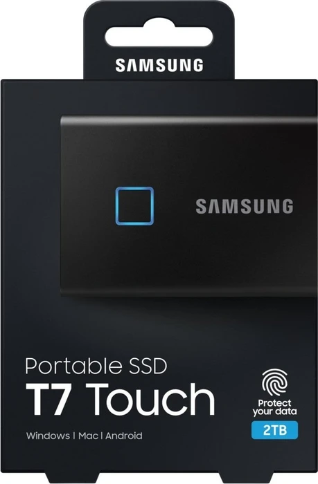 Samsung Portable SSD T7 Touch, Metallic Black, 2TB, USB-C 3.1