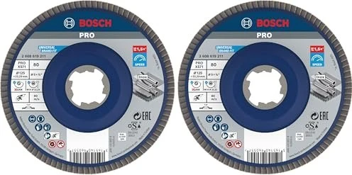 Bosch Professional X-LOCK X571 Best for Metal Fächerschleifscheibe gerade K80, 125x22.23mm, 1 Stück