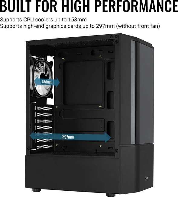 AeroCool Quantum [V2], schwarz, Lüfter LED Fixed RGB, Glasfenster