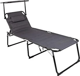Linder Alu-Sonnenliege XXL mit Sonnendach gepolstert Gartenliege anthrazit