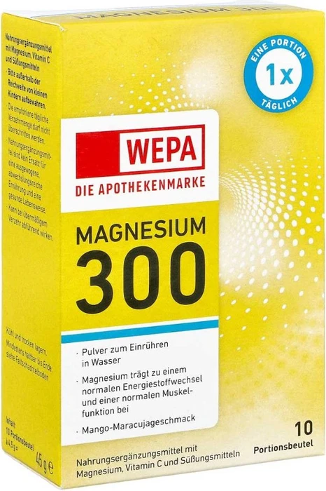 Wepa Magnesium 300 Mango-Maracuja Pulver Beutel, 45g (10x 4.5g)