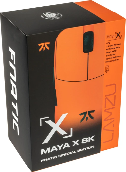 Fnatic x Lamzu MAYA X 8K Wireless Gaming Mouse orange, USB