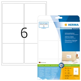 Herma Etiketten Premium, 99.1x93.1mm, weiß, matt, 25 Blatt (150 Etiketten)