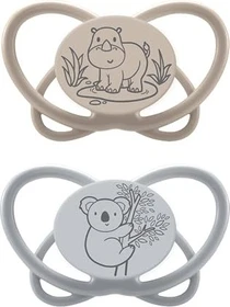 Nip My Butterfly Green Schnuller, 0-6M, Silikon, braun/grau, 2 Stück
