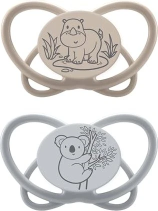 Nip My Butterfly Green Schnuller, 0-6M, Silikon, braun/grau, 2 Stück