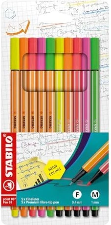 STABILO Pen 68/point 88 neon sortiert, 10er-Set, Kunststoffetui