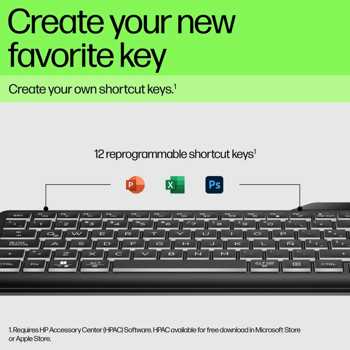 HP 400 Backlit Wired Keyboard, Jet Black, LEDs weiß, USB, DE