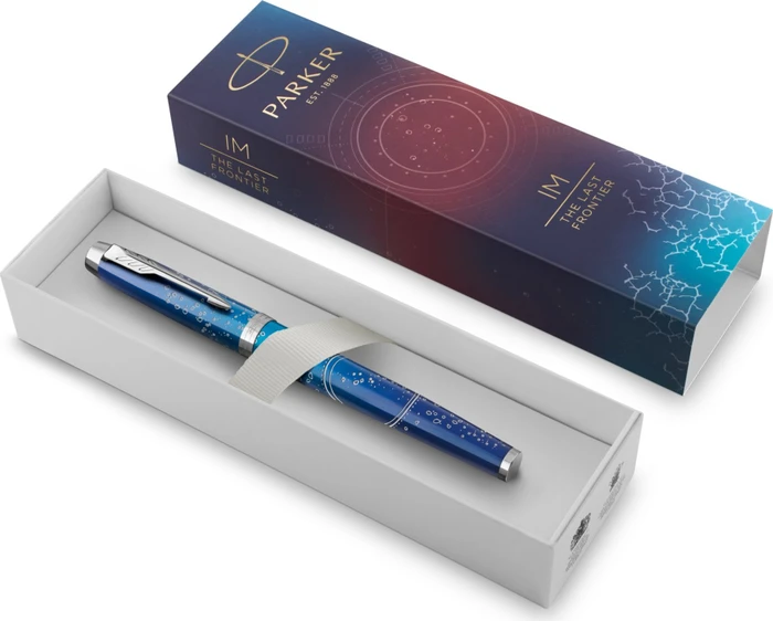Parker IM Special Edition The Last Frontier Tintenroller (Mine) submerge blue lacquer/chrome trim, Geschenkbox