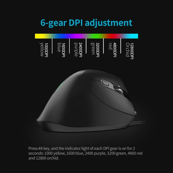 Zelotes T-50 Vertical Mouse, schwarz, USB