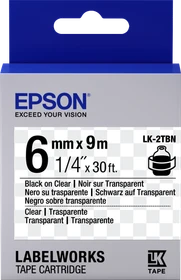 Epson LK-2TBN Beschriftungsband, 6mm, schwarz/transparent