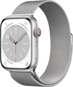 Apple Watch Series 8 (GPS + Cellular) 45mm Edelstahl silber mit Milanaise-Armband silber