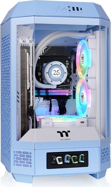 Thermaltake The Tower 250 Hydrangea Blue, blau, Glasfenster, Mini-ITX