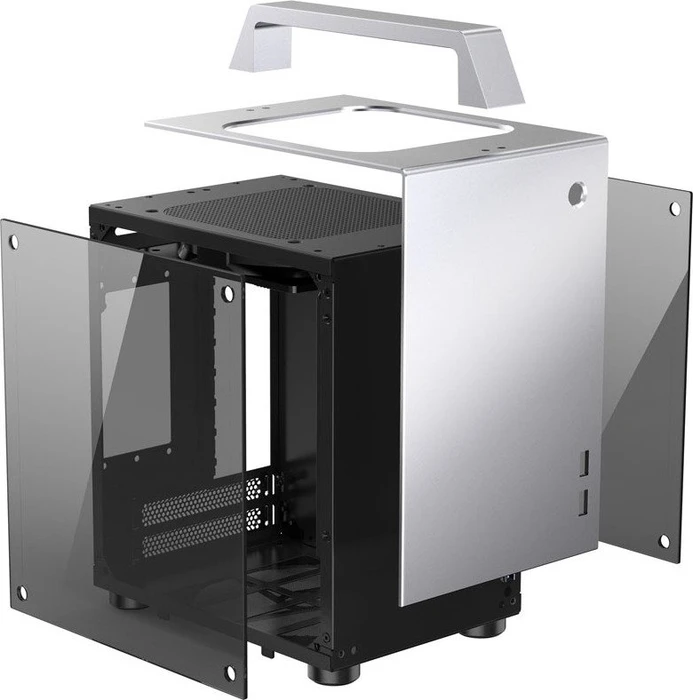 Jonsbo T8, silber, Glasfenster, Mini-ITX